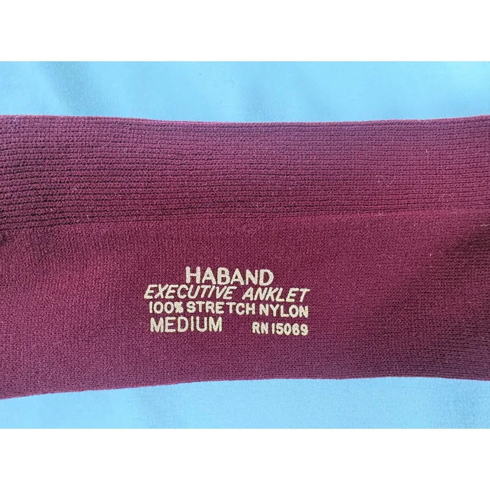 Vintage Haband Executive Club Stretch Nylon Dress Socks Maroon NOS Medium RN1506